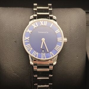Tiffany & Co. Royal Blue Dial Silver Bracelet Watch